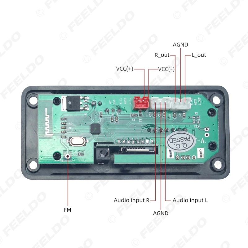 FEELDO автомобильный модуль Bluetooth 5,0 цветной дисплей USB MP3 плеер TF карта FM беспроводной пульт дистанционного декодирования Модуль DC12V# FD6229