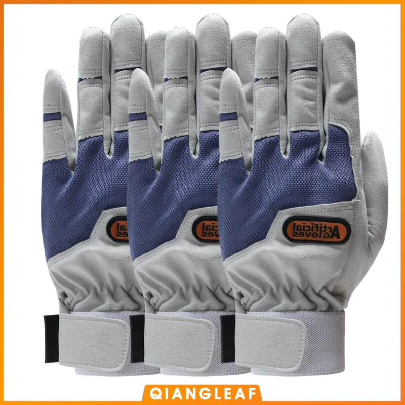 QIANGLEAF 3 шт рабочие перчатки садовые перчатки дизайн микрофибры перчатки безопасности горячая Распродажа спортивные перчатки 6470 - Цвет: Blue