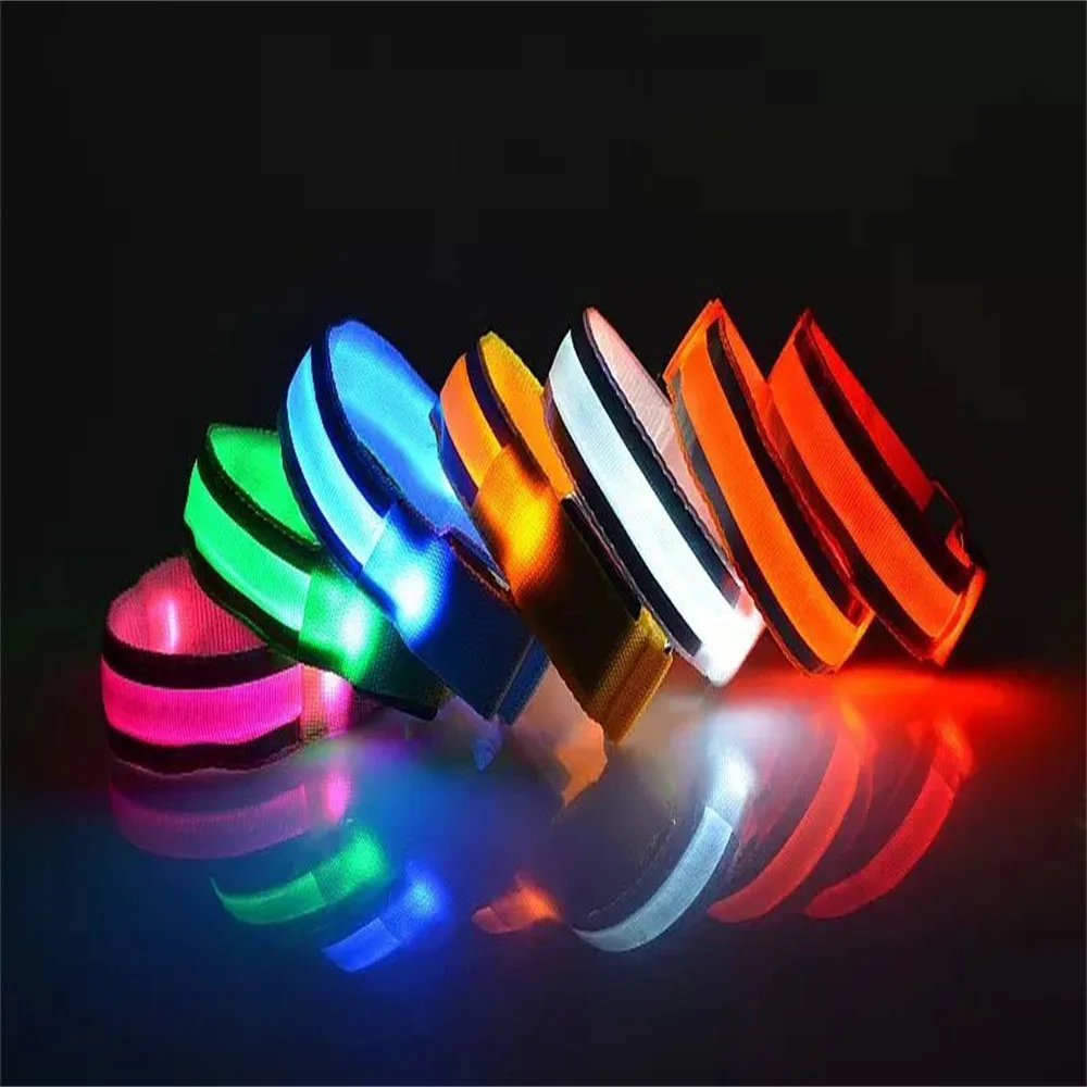 LED Running Cycling Reflective Wristband Armband Night light Safety Outdoor 