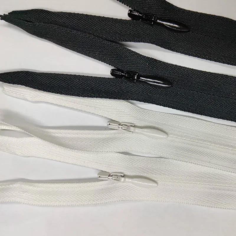 

20pcs/lot 3# Ykk Invisible Zipper Close End Cloth Black White Skirt Wedding Dress Shirt Home Textile Tailor Sewing Accessories