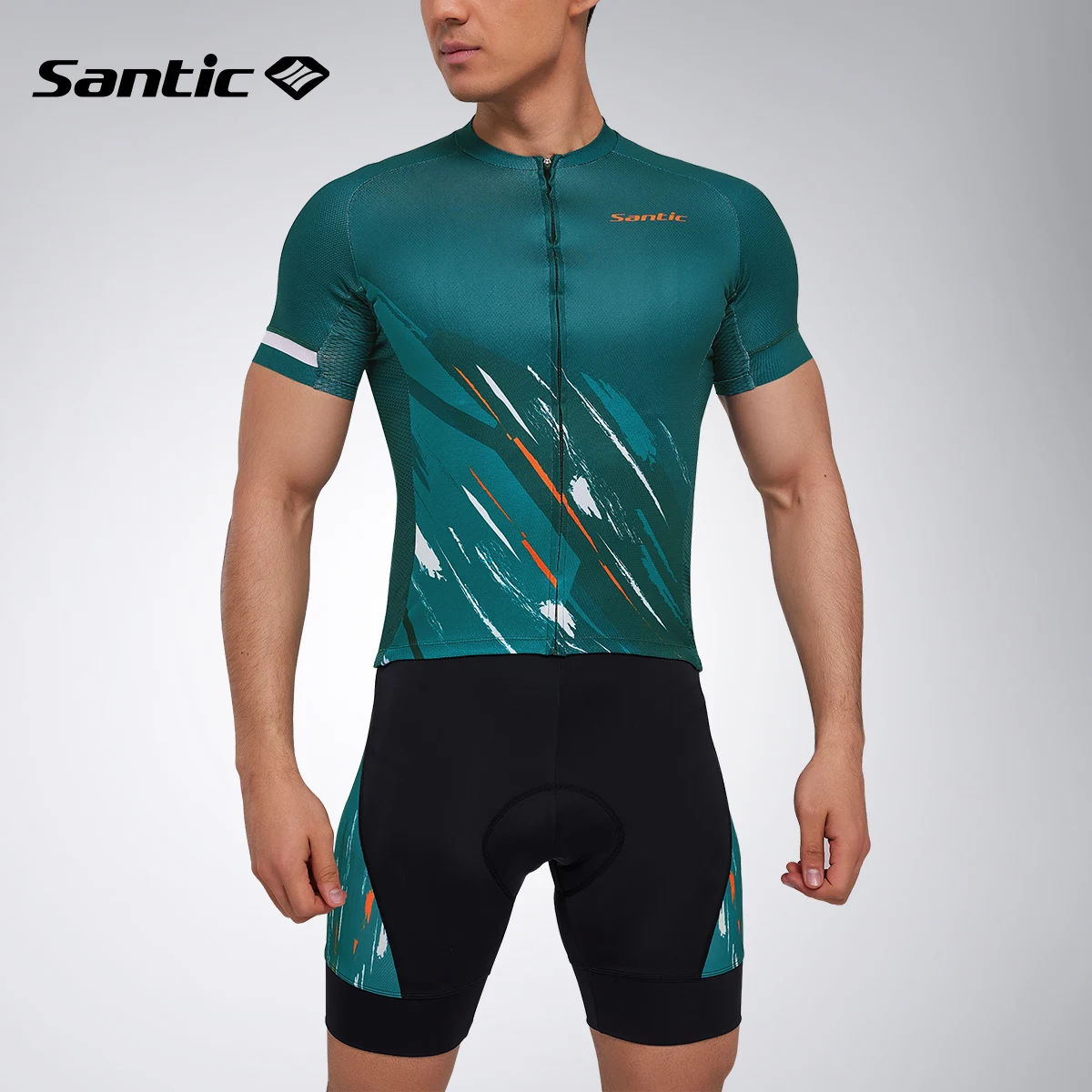 Santic Summer Cycling Jersey Set Breathable Gel Pad Clothing Men Bib Shorts Maillot Ciclismo Bike Jersey Short Sleeve Asian Size 2