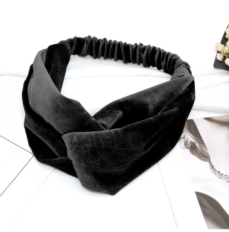 60 шт./лот DIY простой мульти Pleuche крестовые повязки на голову эластичность чистый цвет повязки на голову Инструменты для укладки волос аксессуары HA1614