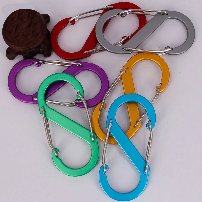 

Colorful 8-shaped Aluminum Alloy Keychain Camping Mountaineer Kettle Buckle Carabiner Portable Outdoor Equipment Keyring