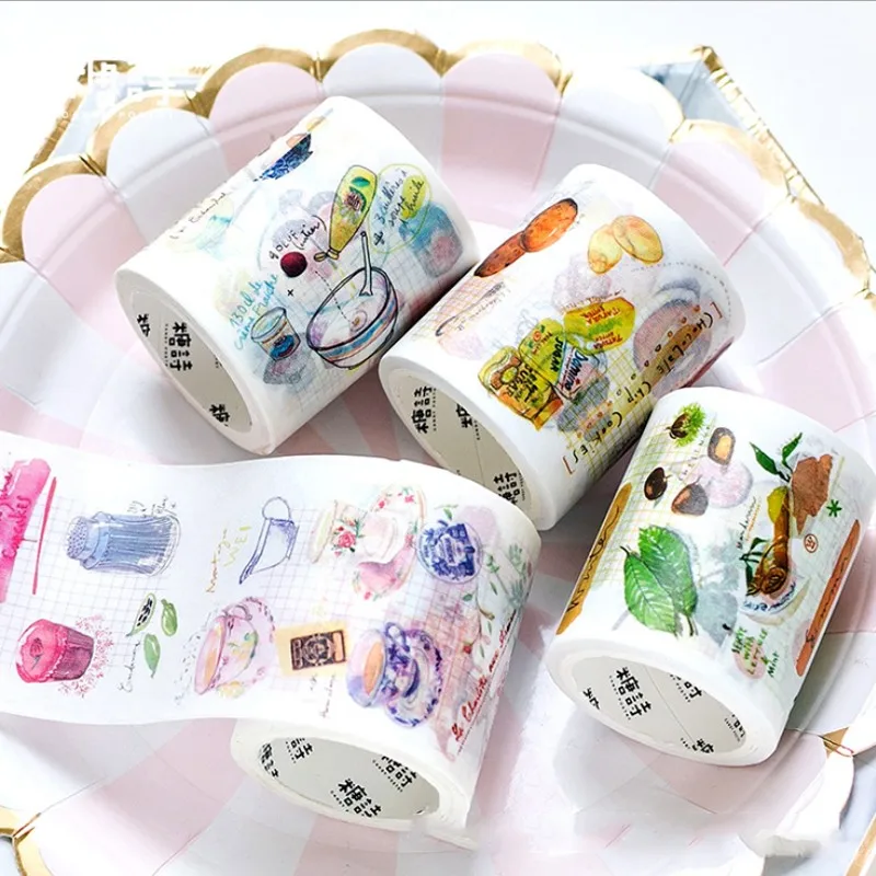 

1pcs/lot 5mX5cm Hand-painted Pattern Biscuit Dessert Gift Box Baking Decoration Recipe Scrapbook Sealing Sticker Masking Tape