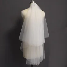 Элегантная однотонная Тюлевая свадебная вуаль, мягкая двухслойная свадебная вуаль с металлической расческой, 2 т, покрывающая лицо вуаль, свадебные аксессуары