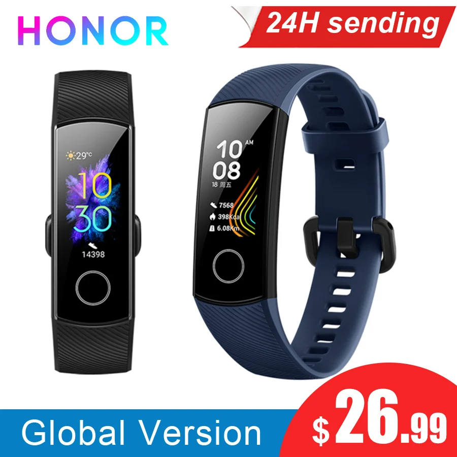 

Original Honor Band 5 Smart Wristband Oximeter Magic Color Touch Screen Swim Stroke Detect Heart Rate Sleep Nap