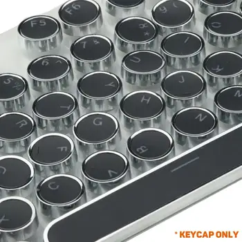 

104Keys LED Computer Gaming English Keyboard Retro Round Glowing Keycap Metal Panel Backlit Wired Metal Panel Illuminated Border