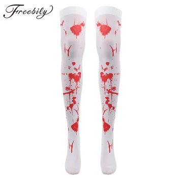 

Women Halloween Socks Female Stockings Horror Party Bloody Nurse Fancy Long Socks Halloween Cosplay Costume Accessories