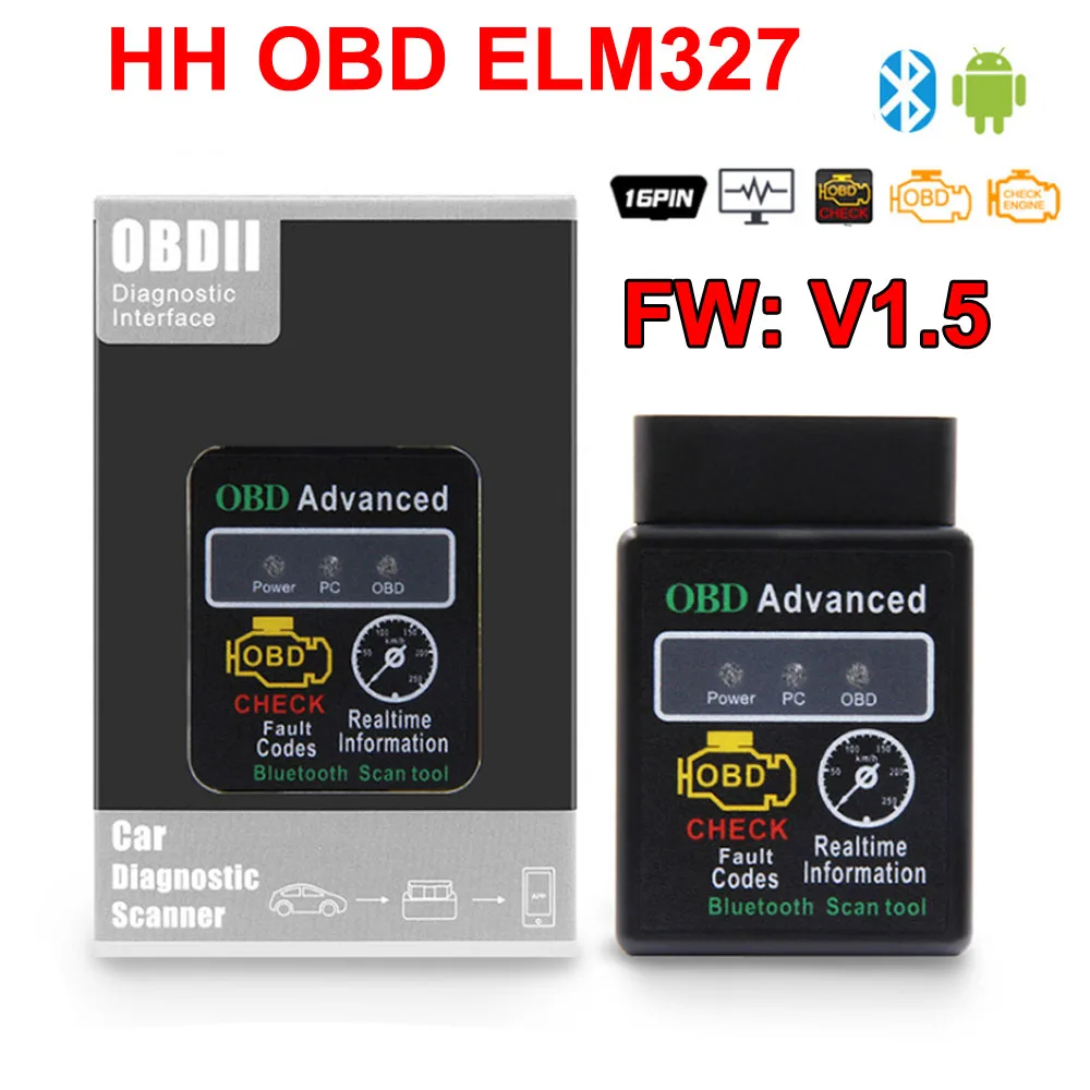 Диагностический сканер V1.5 OBD2 HH OBD ELM327 Новый автоматический диагностический