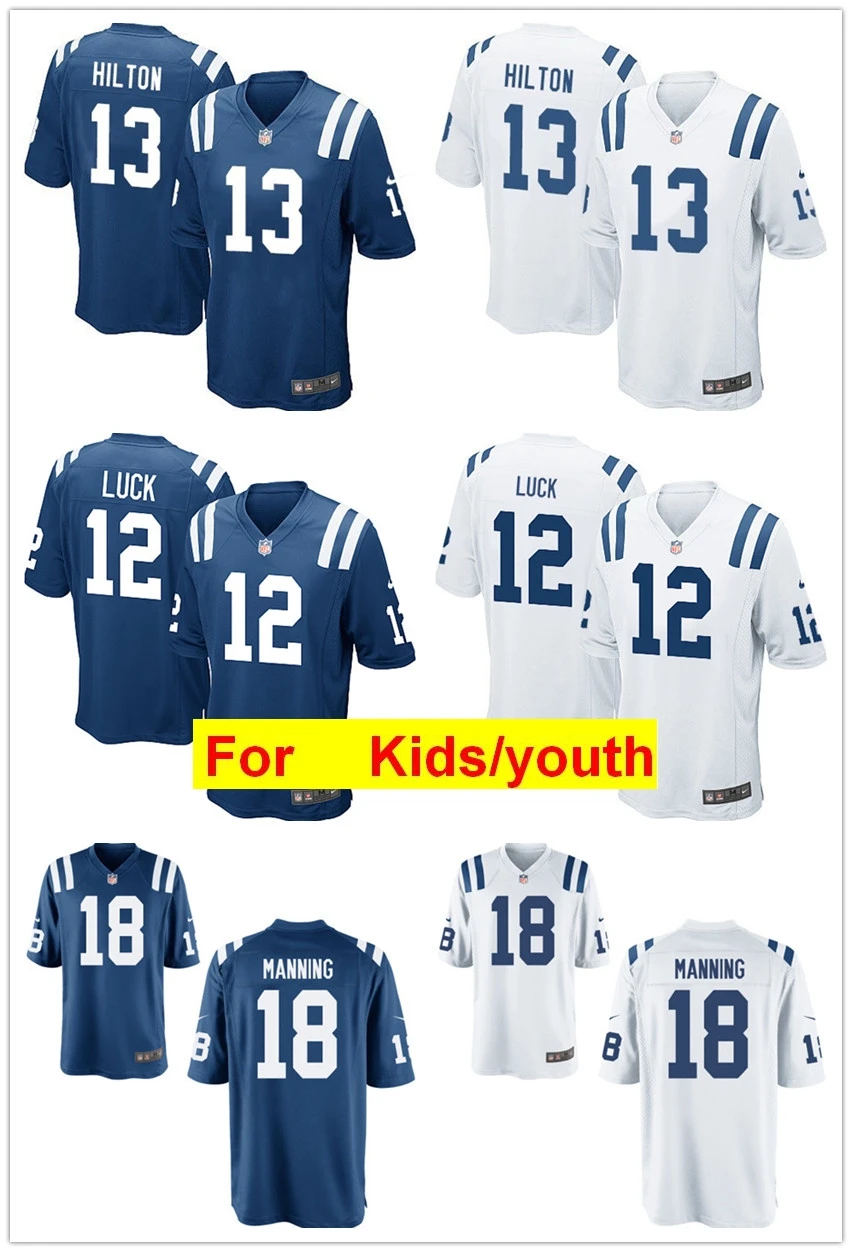 Youth Индианаполис#13 TY Hilton#12 Andrew Luck#18 Peyton kidsning футбольные майки
