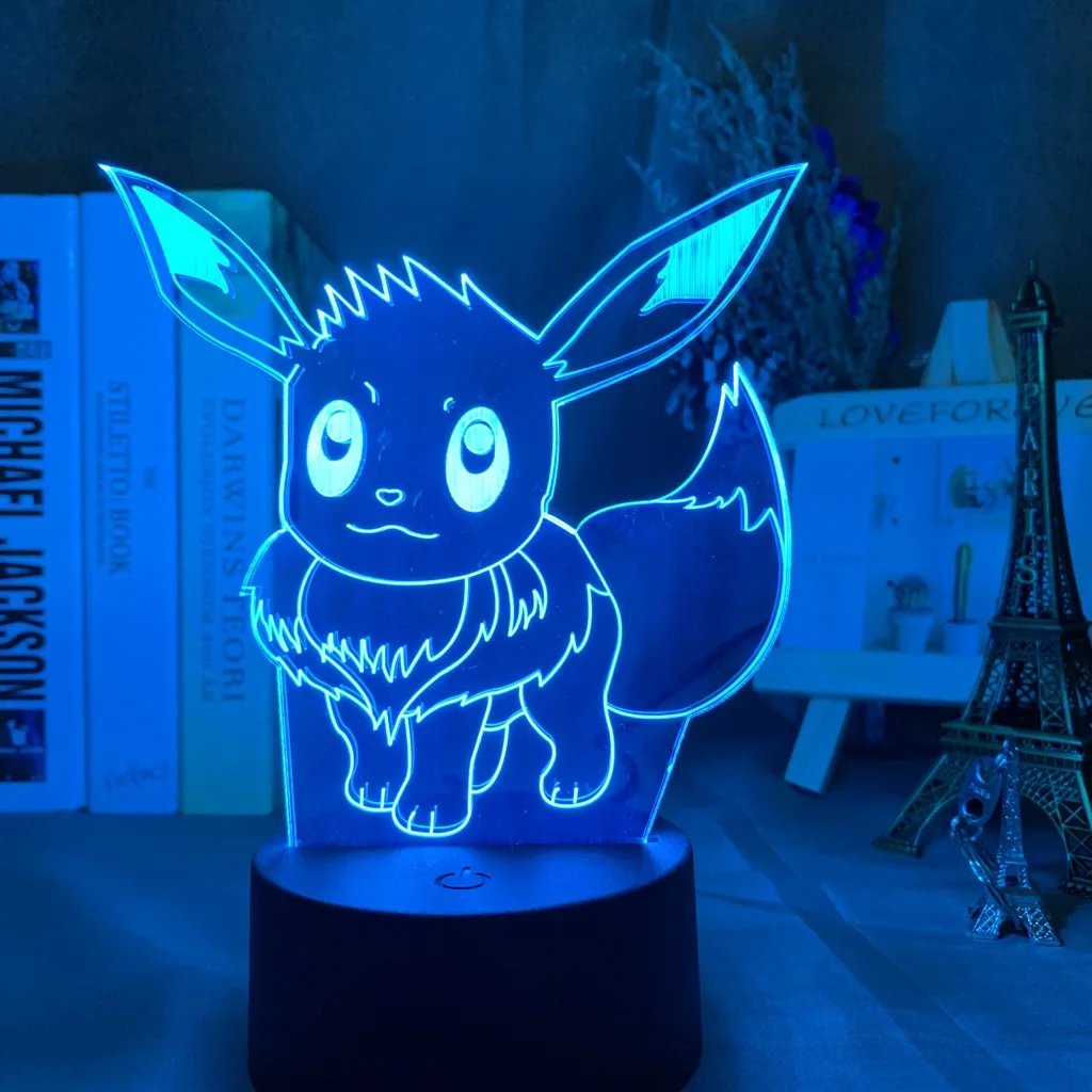 3d оптическая настольная лампа игра Покемон Go Eevee фигура атмосфера для детей Кабинет деко красочный детский светодиодный 3d ночной Светильник Eevee