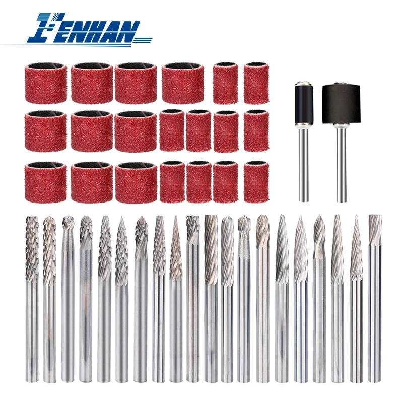 Abrasive Tool 42pcs Rotary Burrs With Grit 80 Sanding Band 1/4 1/2