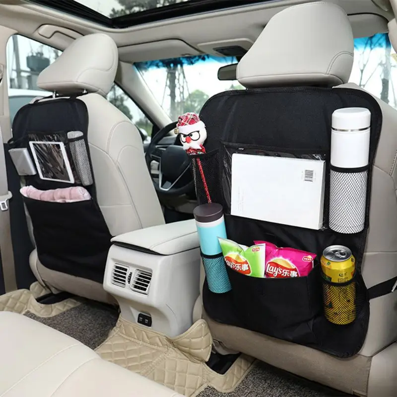 Car Back Seat Organizer Front Seat Storage Kids Pocket Bag Auto Travel Kick Mat