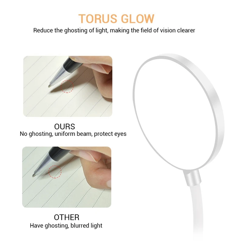 Гибкий USB светодиодный светильник для книг перезаряжаемый Настольный с зажимом