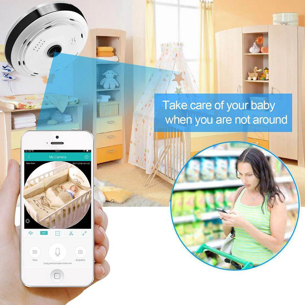 Tanie FREDI kamera IP fisheye WiFi 960P HD 1.3MP 360 stopni panoramiczny bezprzewodowy bezpieczeństwo w domu kamera telewizji przemysłowej IR Night Vision kamera IP