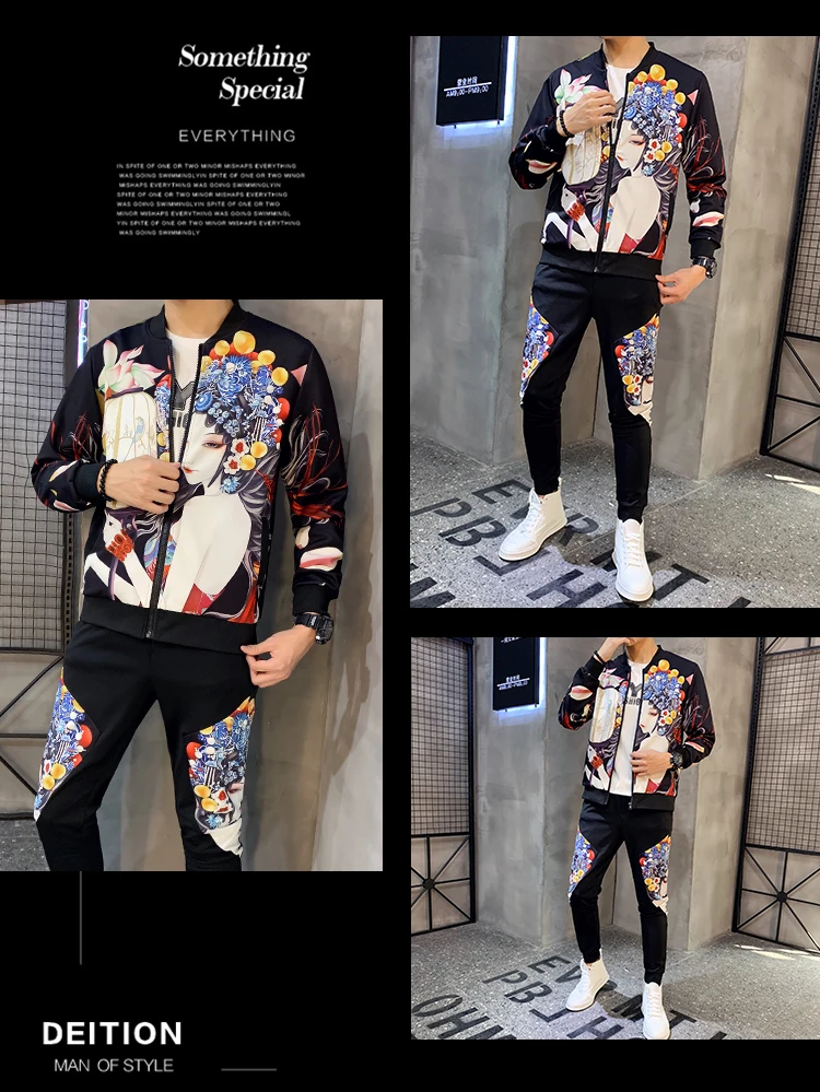 Мода Hombre Ropa осенний спортивный костюм с принтом для мужчин Jogginganzug Herren Ropa Hombre De Marca(куртка+ спортивные штаны) Pantalones Hombre