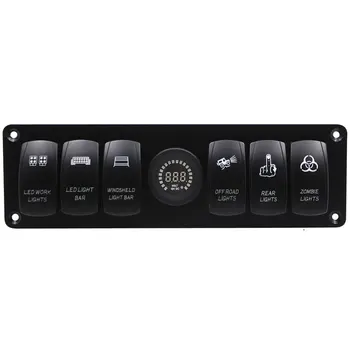 

2V 6 Gang Rocker Switch Panel Circuit Breaker LED Voltmeter RV Car Marine Boat Switch Panel Led Switch Panel Auto