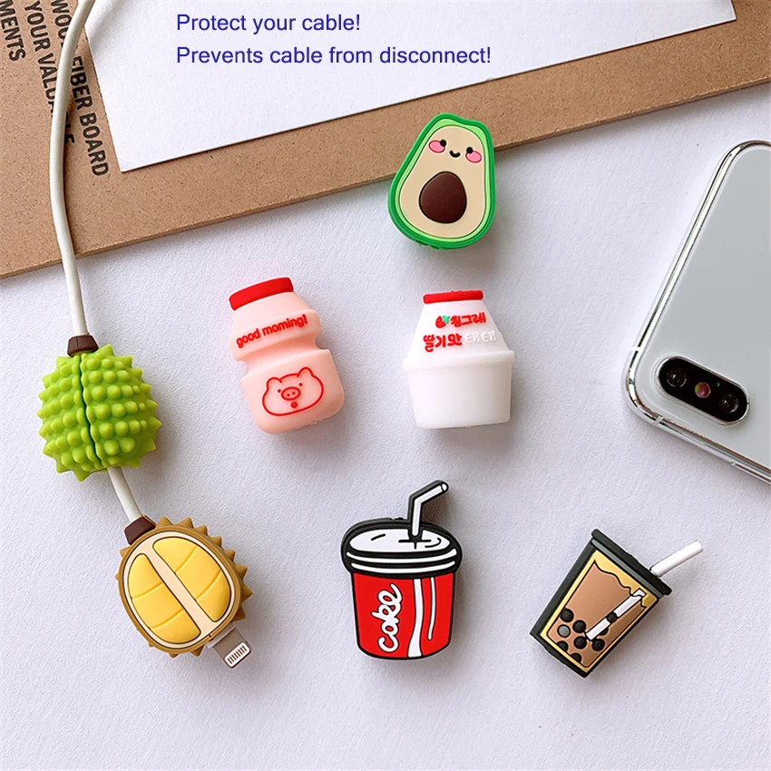 1 шт милый мультфильм авокадо Durian Cola форма кабель протектор, линия передачи данных Шнур намотки защитный чехол, покрытие кабеля для iPhone