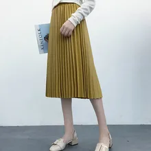 Женская Осенняя плиссированная юбка миди в Корейском стиле, женская уличная элегантная простая трикотажная юбка-карандаш, новинка