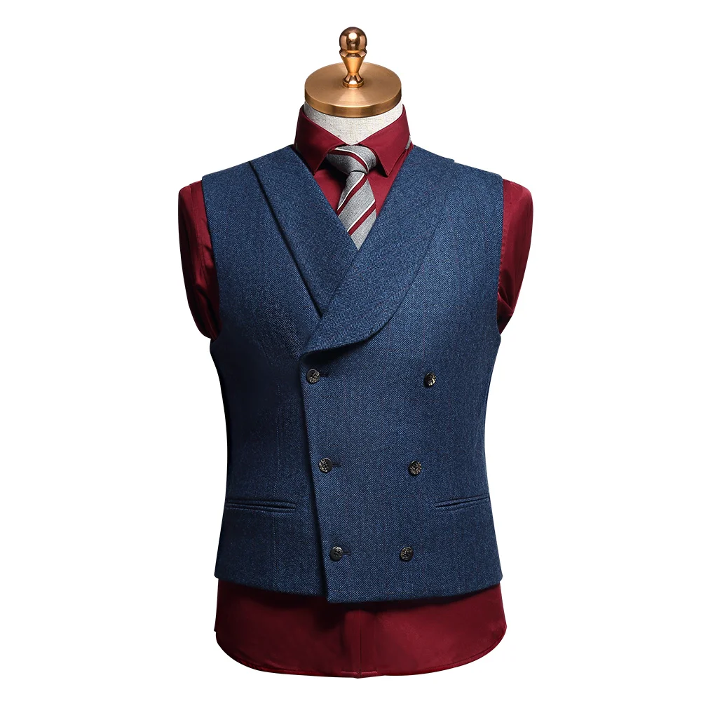 50% wool men suit 3 piece set double breasted slim mens suits with pants for wedding groom thickness autumn winter man wear