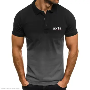 

New Polo Shirt Mens Casual High Quality fit for aprilia Motorcycle t-shirt Male Tops Clothing Men 3D gradient short-sleeved