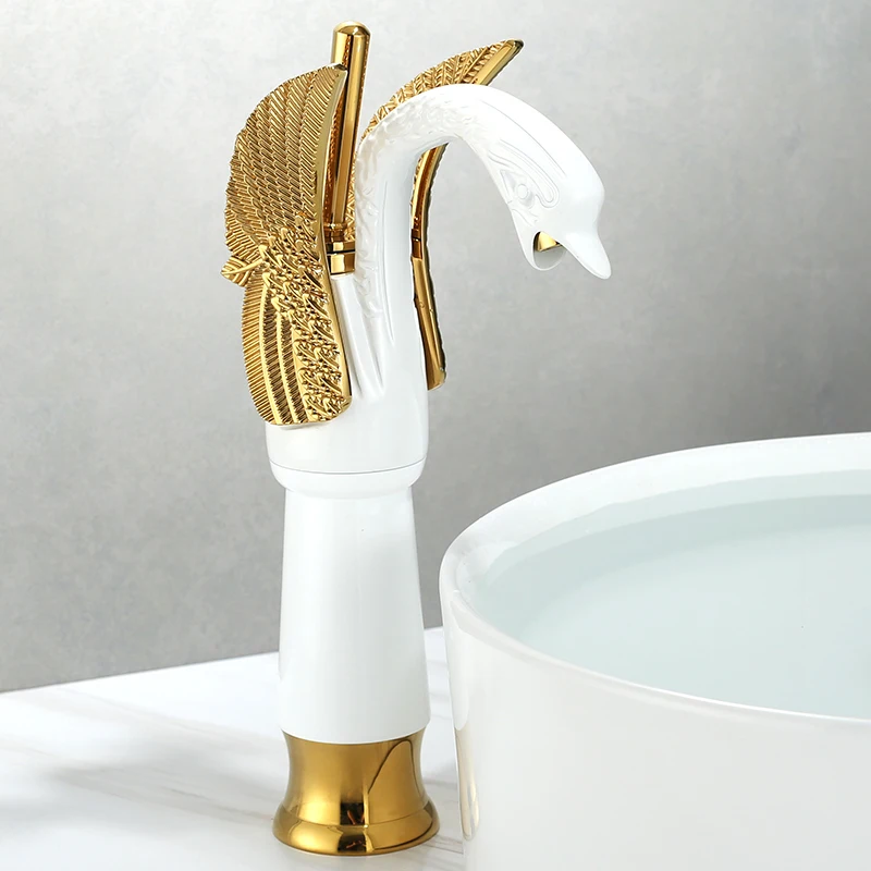 Bathroom Faucet Brass Swan Faucet Wash Tap Hot and Cold Water Tap