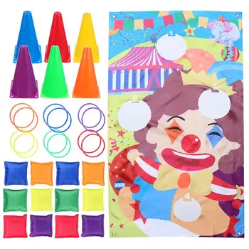 

31Pcs Outdoor Cones Bean Bag Ring Toss Games Carnival Toss Games Combo Set
