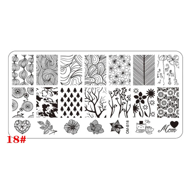 Nail Art Stamper пластины цветочный животный узор ногтей Stampping шаблон изображения пластины трафаретные гвозди дизайн Красота Инструменты Наборы - Цвет: 18