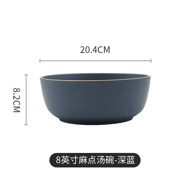 8 inch blue bowl Однотонная Керамическая пиала для риса большие суповые фарфоровые миски поднос для фруктов столовая лапша композиция домашняя Скандинавская посуда - Цвет: 8 inch blue bowl