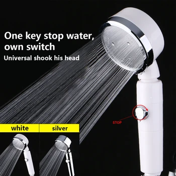 

High Pressure Pressure Rainfall Shower Head With ON/OFF Pause Switch Shower Head Water Saving Filter Spray Nozzle Water Saving
