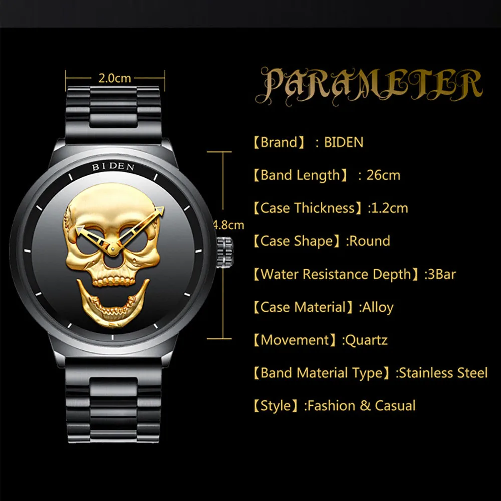 Часы мужские уникальный дизайн часы с черепом люксовый бренд спортивные