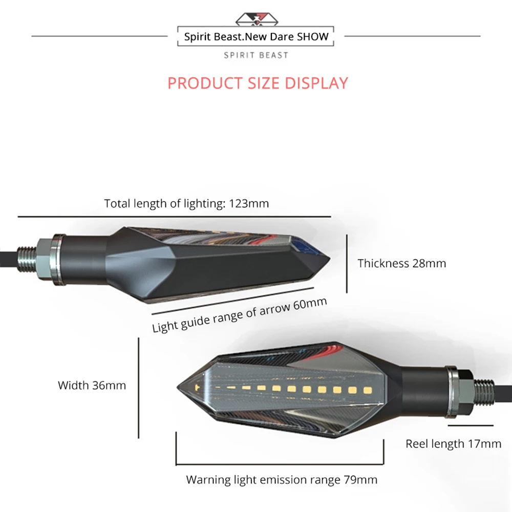 SPIRIT BEAST фонари указателя поворота мотоцикла водонепроницаемый модифицированный автомобиль поворотные огни Светодиодный фонарь направления декоративные огни