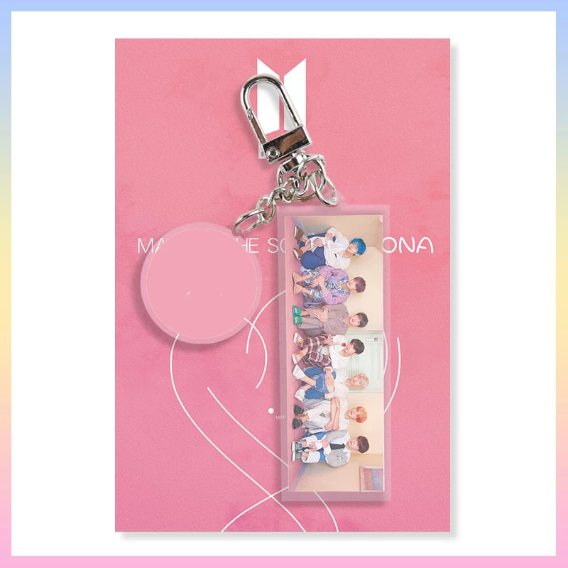 

Kpop Bangtan Boys Cute Acrylic Keychain Love Yourself MAP OF THE SOUL pciture Looks Pendant Keyring for Kids Fan