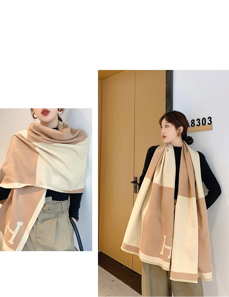 190*65cm New Autumn Winter Female Scarf Women Cashmere Scarves Wide Lattices Long Shawl Wrap Blanket Warm Tippet wholesale