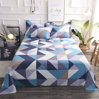 

Colorful twin flat sheets king size pretty geometric plaid bed sheets queen size bed lines multicolor grids bedsheet #/L