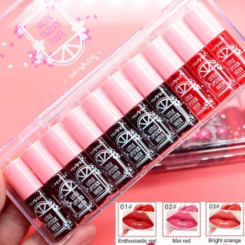 

Long-lasting moisturizing lip balm, 3 colors, attractive red, 10 sets of lip gloss in 10 colors liquid lipstick