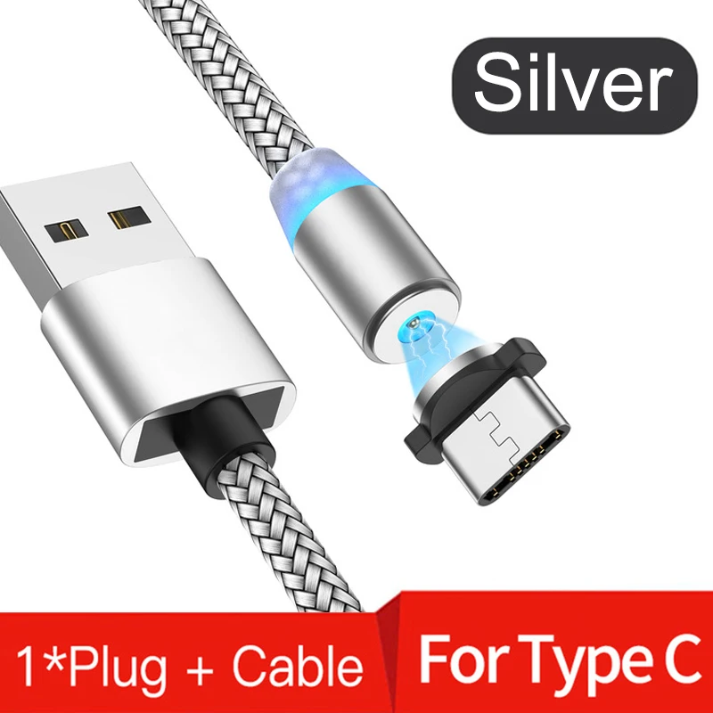 C-Silver(Boxed) Магнитный кабель для передачи данных, применимый к iPhone Micro type-C, кабель для зарядки, супер быстрая зарядка, 360 градусов, зарядная линия, зарядное устройство, адаптер - Цвет: C-Silver(Boxed)