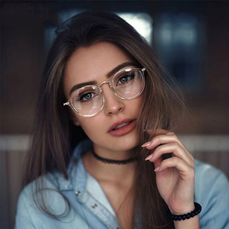Gafas redondas transparentes clásicas para mujer y montura de gafas de leopardo, montura de gafas de luz azul Vintage, lentes Gafas de sol para mujer| AliExpress