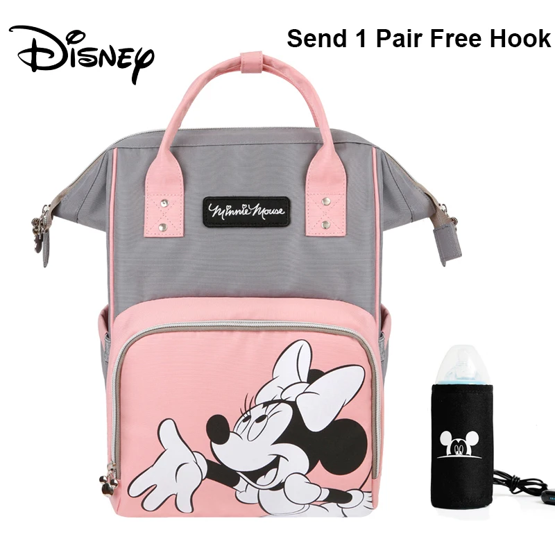Дисней Микки Минни USB сумка для подгузников большая емкость для мам сумка для подгузников Детский рюкзак для путешествий для ухода за ребенком дизайнерский розовый - Цвет: 1