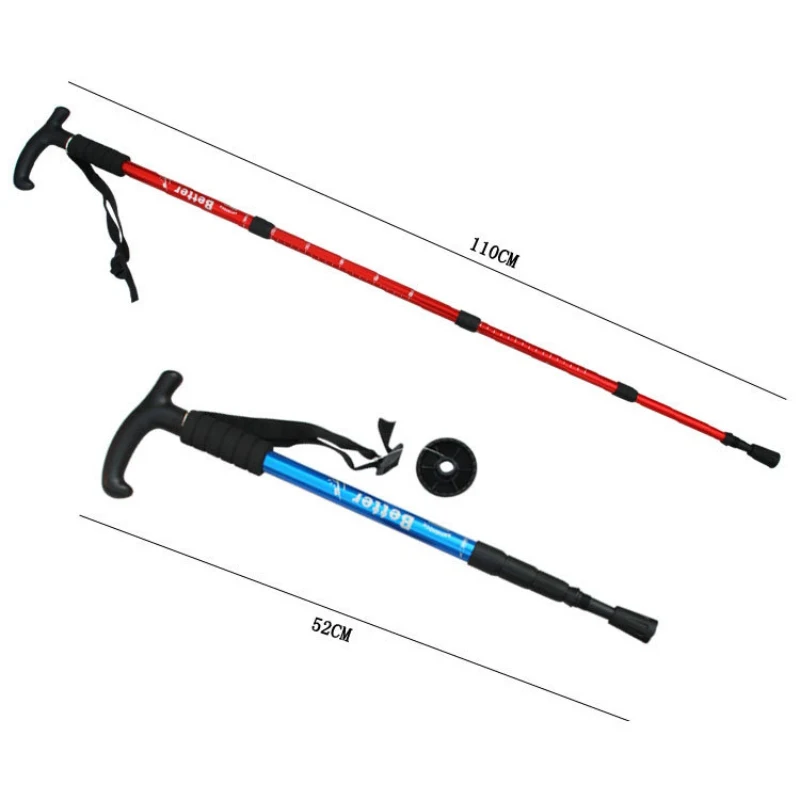 Складные Т-образные рукоятки с прямой ручкой складной алюминиевый сплав анти-шок Противоскользящий треккинг Пешие прогулки путешествия полюсы