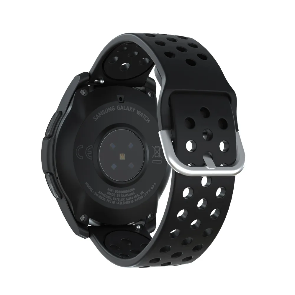 Для samsung Galaxy Watch 46 мм силиконовый ремешок для часов Ремешок для gear S3 Frontier/классические умные часы браслет для huawei GT/GT2 - Цвет: Black