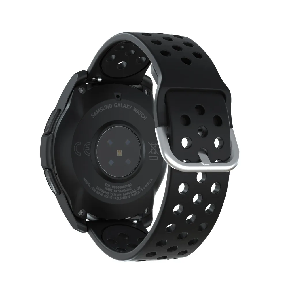 Black Для samsung Galaxy Watch 46 мм силиконовый ремешок для часов Ремешок для gear S3 Frontier/классические умные часы браслет для huawei GT/GT2 - Цвет: Black