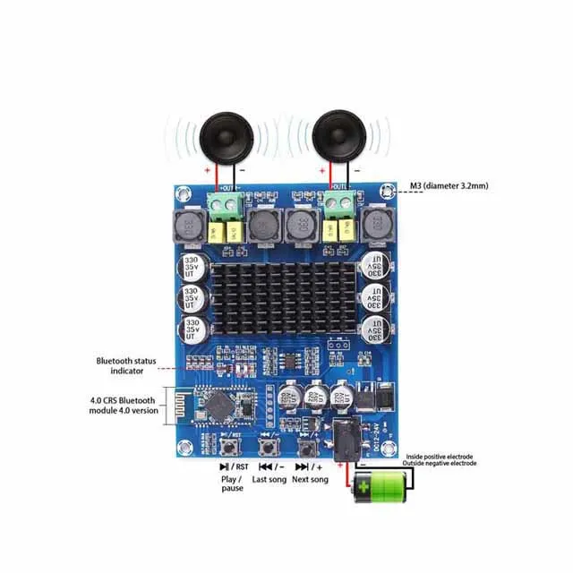 

A23-- TPA3116D2 XH-M548 Audio Amplifier Board 2x120W for bluetooth Channel Digital Power Amplifier Module