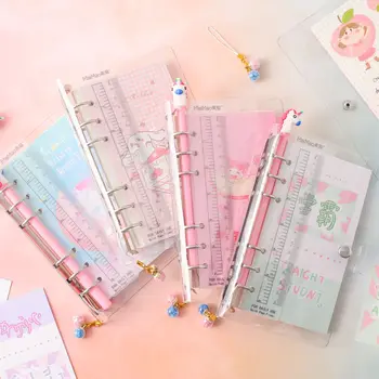 

12.5x19cm Cute Transparent Loose Leaf Notebook Set with Pen Pvc Flower Unicorn Paper Notepad To Do List Diary