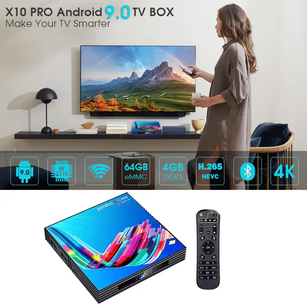 RK3318 9,0 Android tv Box 4 Гб ram 64 ГБ 32 ГБ 4K 2,4G/5G WiFi USB3.0 Google Netflix Youtube медиаплеер телеприставка# N