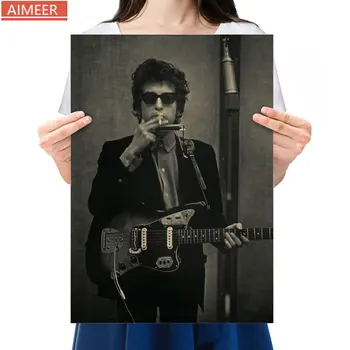 

AIMEER bob dylan bob dylan folk singer nostalgic kraft paper retro poster bar piano room home decor painting core 36*51cm