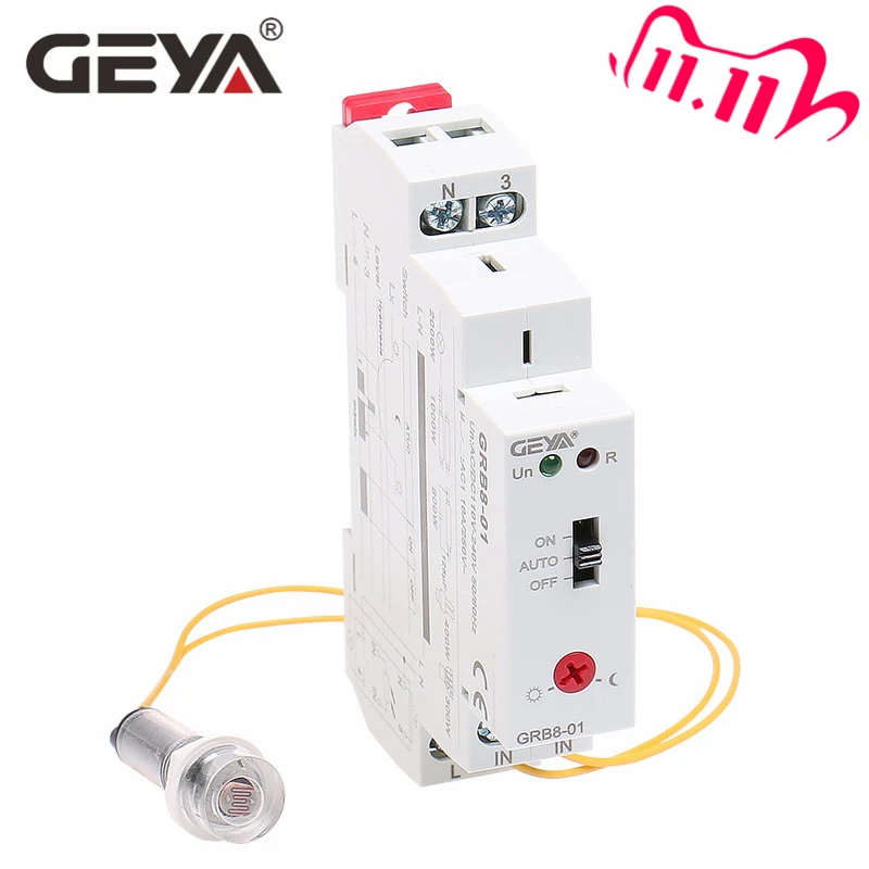 

Free Shipping GEYA GRB8-01 Twilight Switch with Sensor AC110V-240V Photoelectric Timer Light Sensor Relay