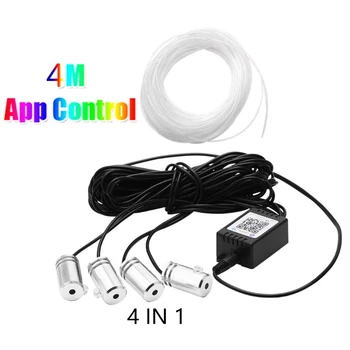 

2020 New RGB LED Strips Light APP Bluetooth Control for Car Interior Atmosphere Light Lamp DIY Music 4M Fiber Optic Band