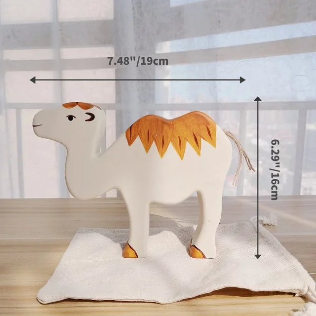 Camel Wooden Natural Montessori Handmade Figure Large Animals Handcarft Toys For Kids Animals Cognition Early Educational Toy 4
