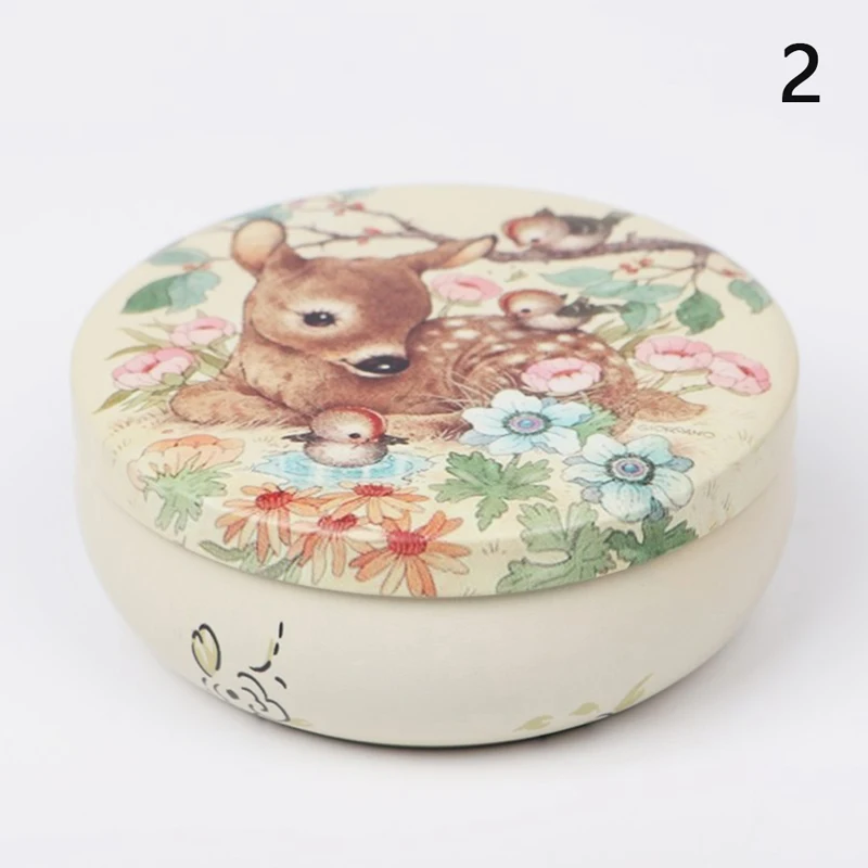 1PC Multi-Style Mini Round Pocket Tea Sugar Coffee Storage Box Tin Box Kitchen Flower Drawing Style Mousse Cake Packaging Gifts